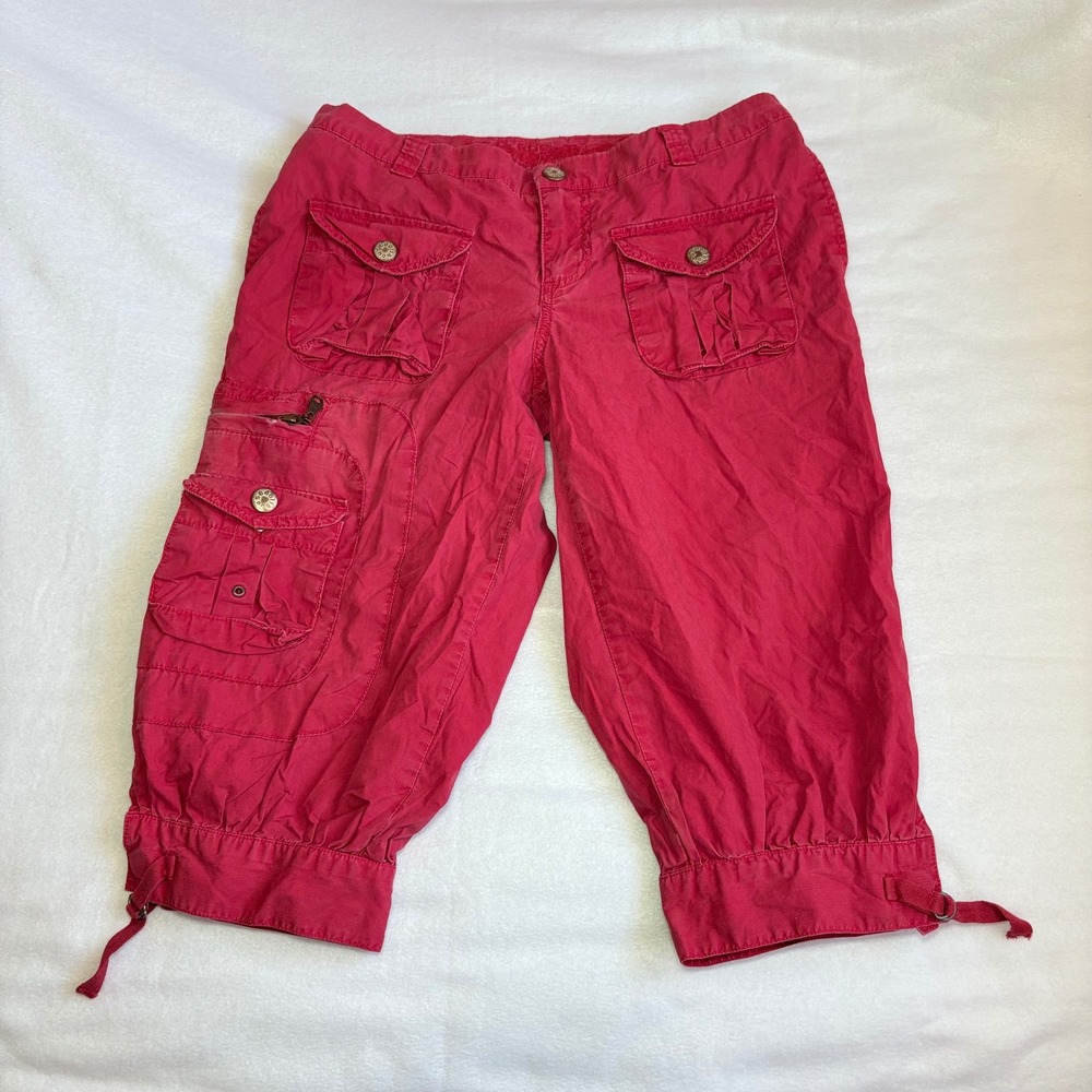 Dollhouse Y2K Low Rise Cargo Capri Pants Pink Red Utility 5/6